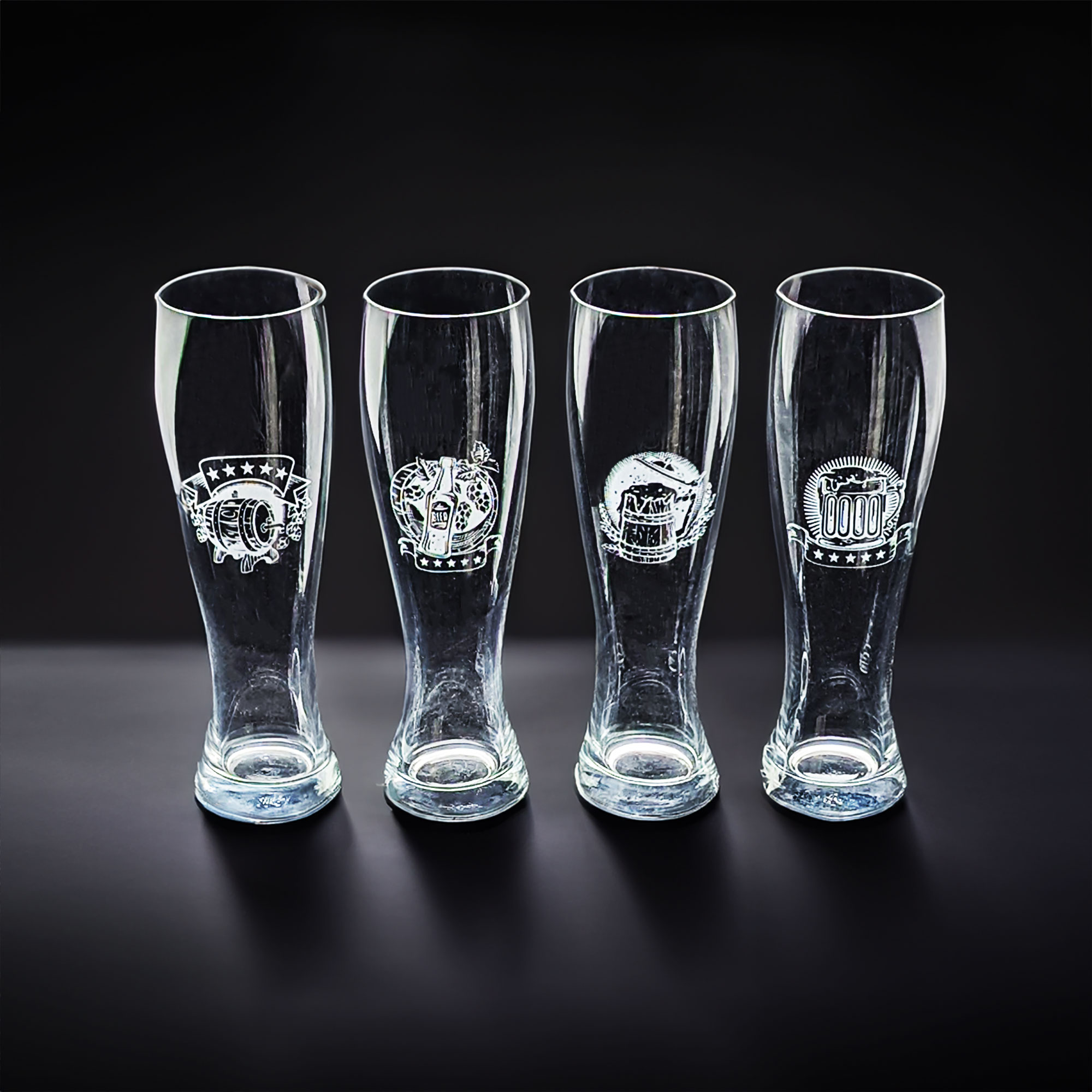 Weizenbierglas Set 4 Motive klassik