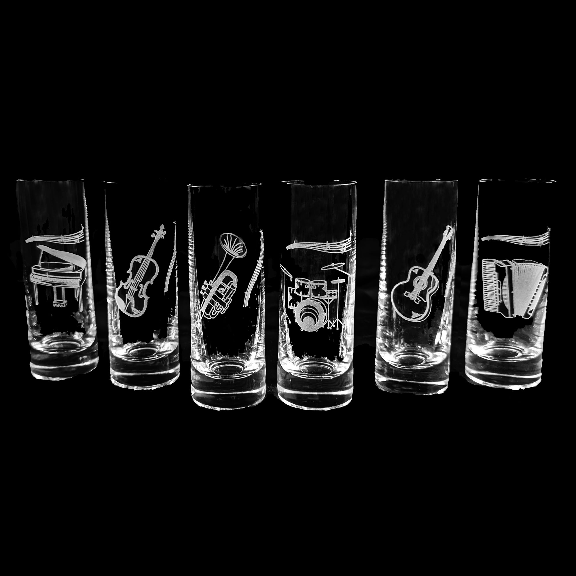 6 Schnapsgläser Musikinstrumente 50 ml