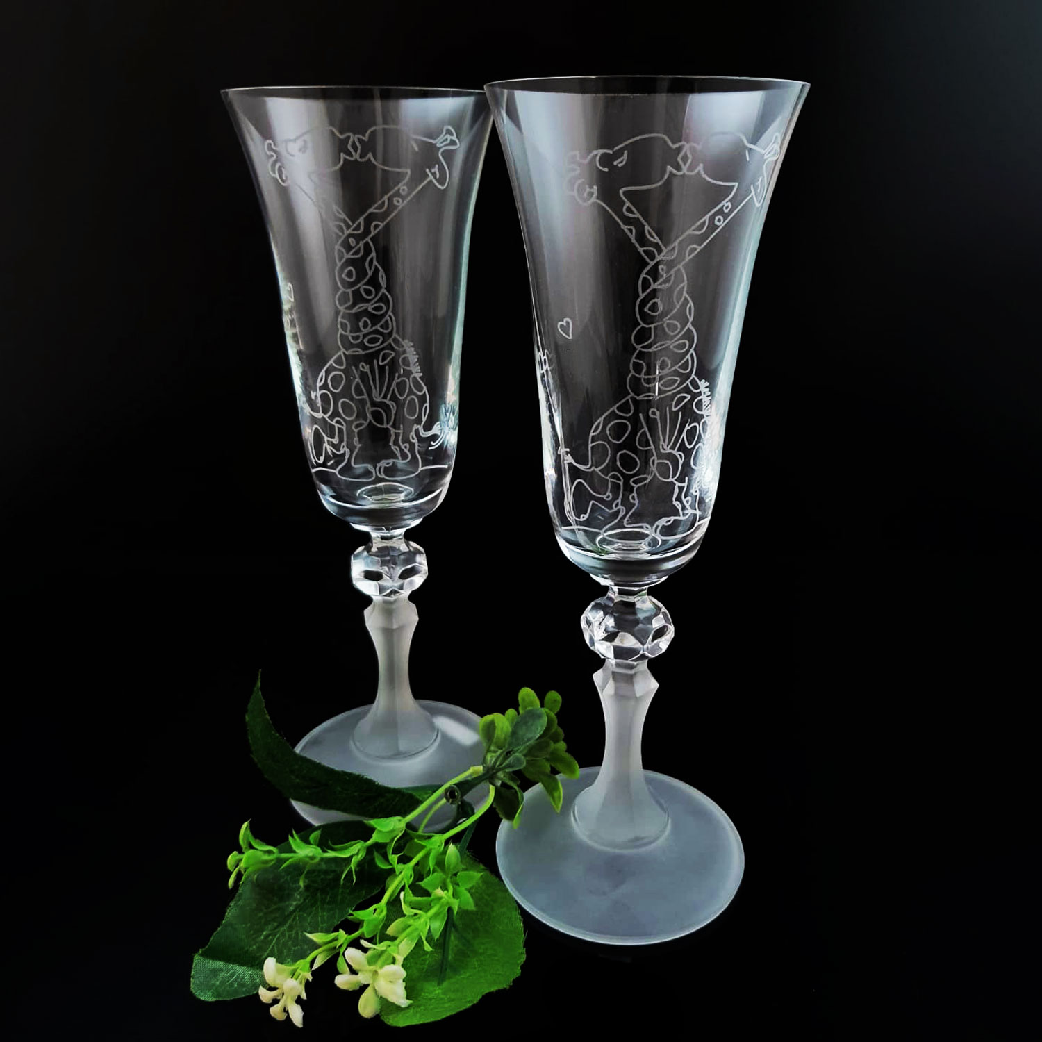 2 Hochzeitsgläser Giraffen