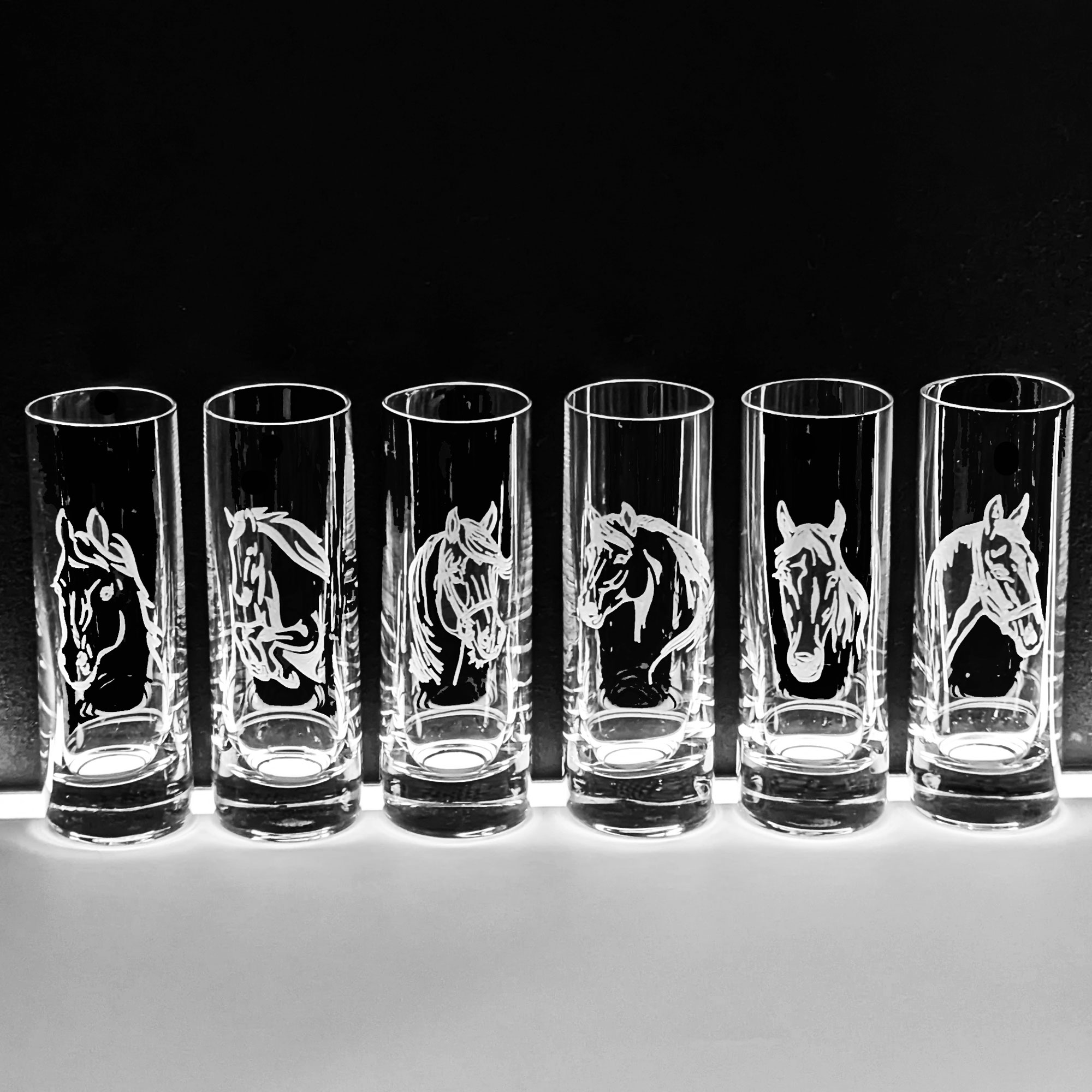 6 Schnapsgläser Pferde 50 ml
