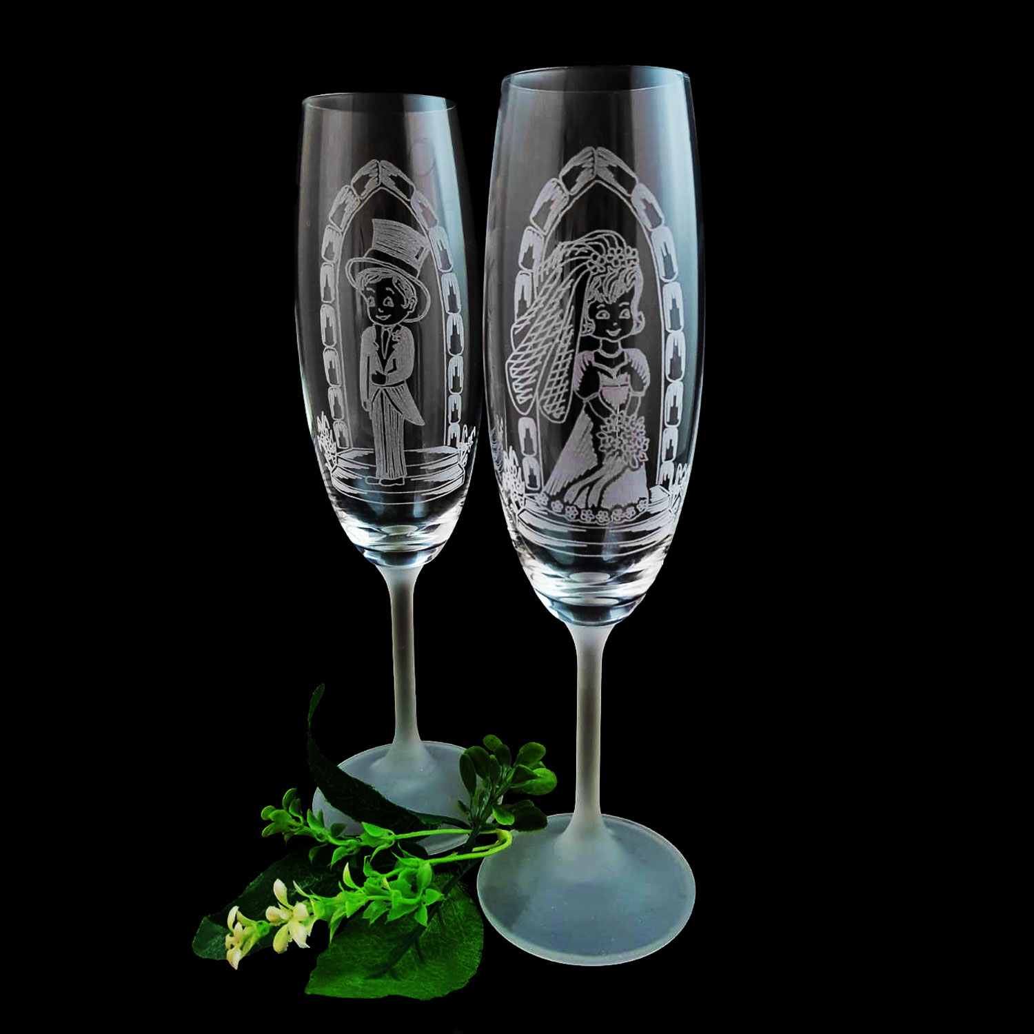 2 Hochzeitsgläser Brautpaar klassisch